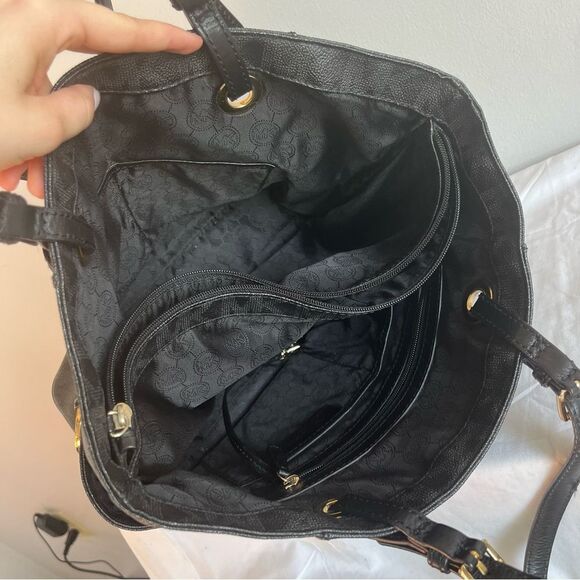 MICHAEL KORS Signature Black Jet Set Pocket Shoulder Bag Tote - Picture 8 of 11